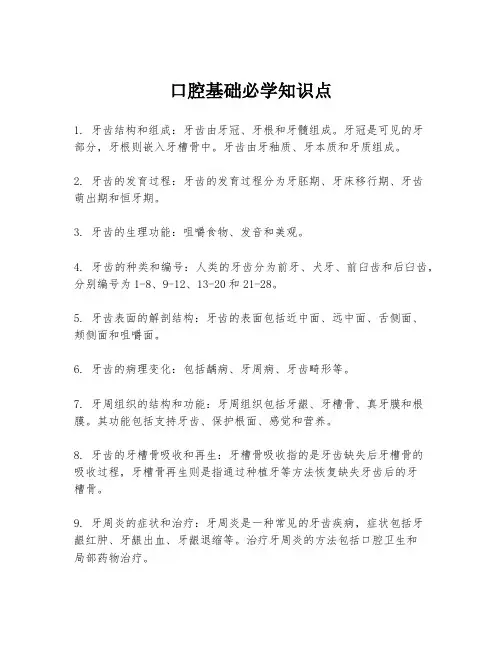 口腔基础必学知识点