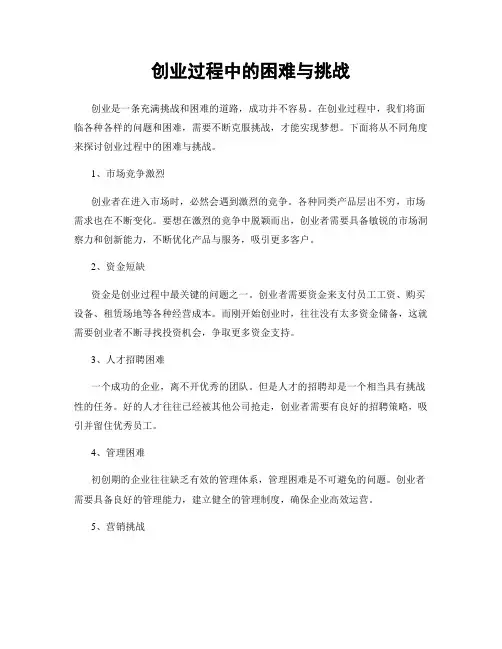 创业过程中的困难与挑战