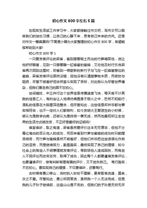 初心作文800字左右5篇