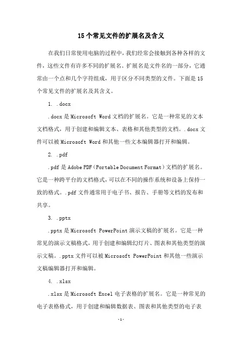 15个常见文件的扩展名及含义