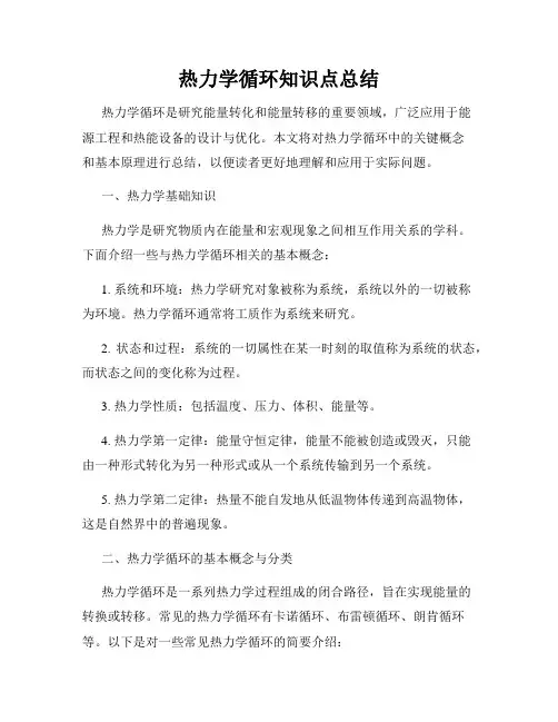 热力学循环知识点总结