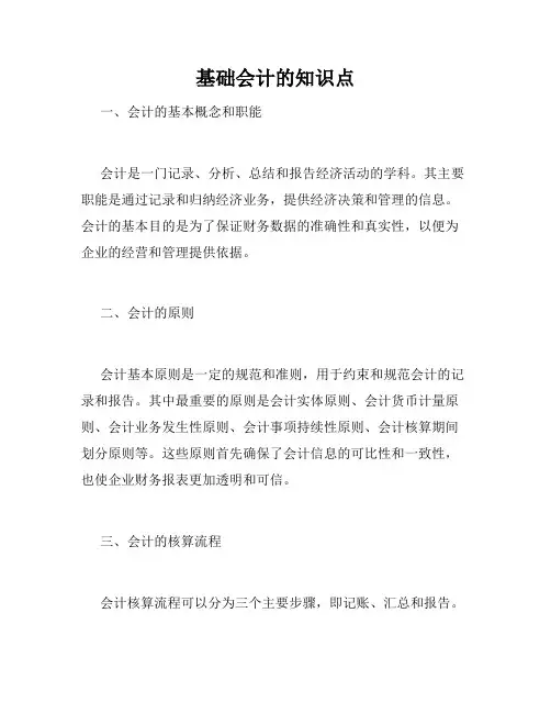 基础会计的知识点