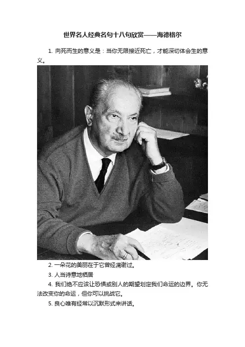 世界名人经典名句十八句欣赏——海德格尔