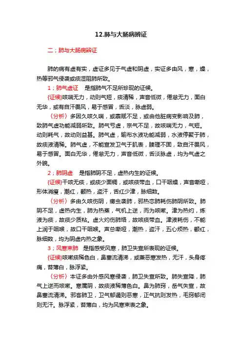 12.肺与大肠病辨证