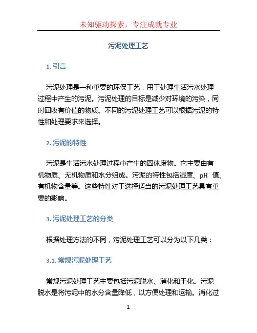 污泥处理工艺