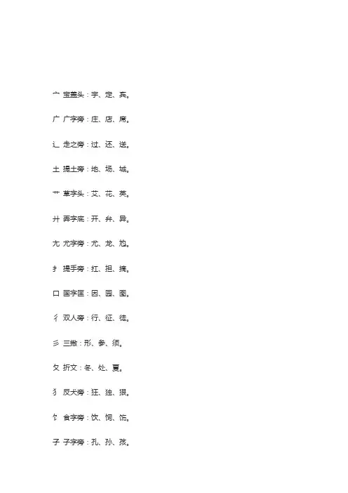 汉字的偏旁部首