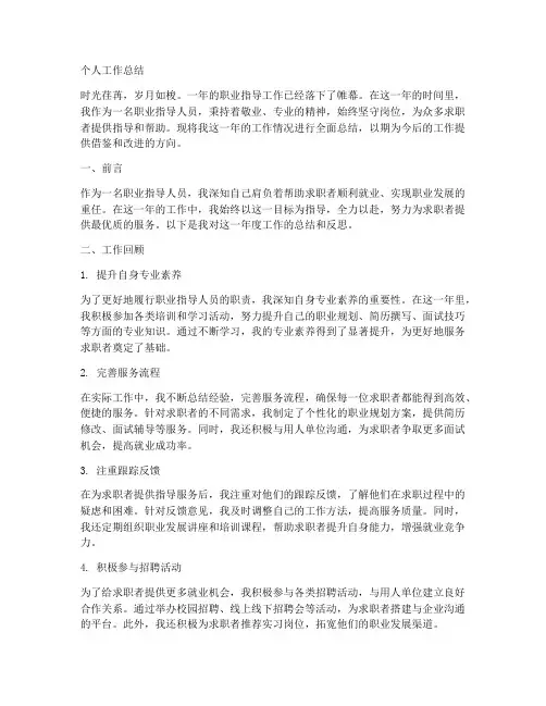 职业指导人员个人工作总结