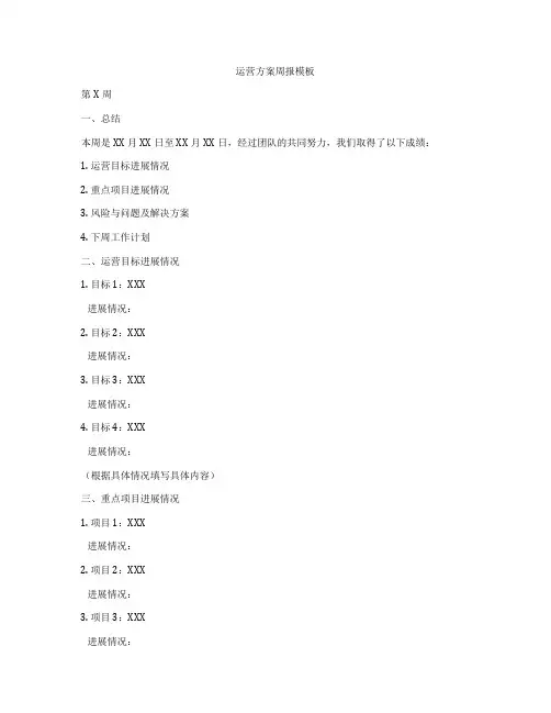 运营方案周报模板