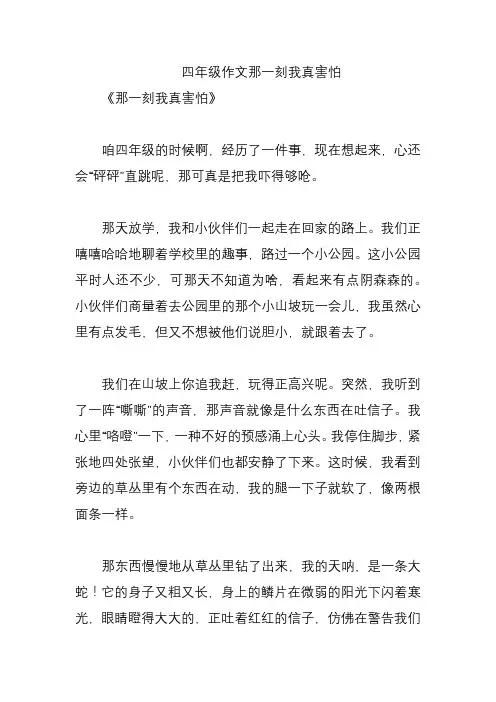 四年级作文那一刻我真害怕
