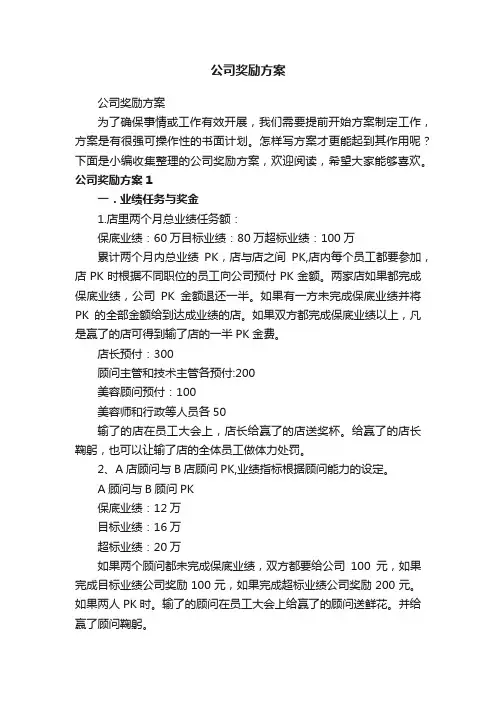 公司奖励方案