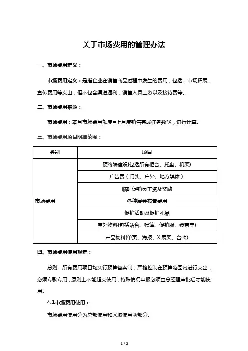 市场费用管理办法