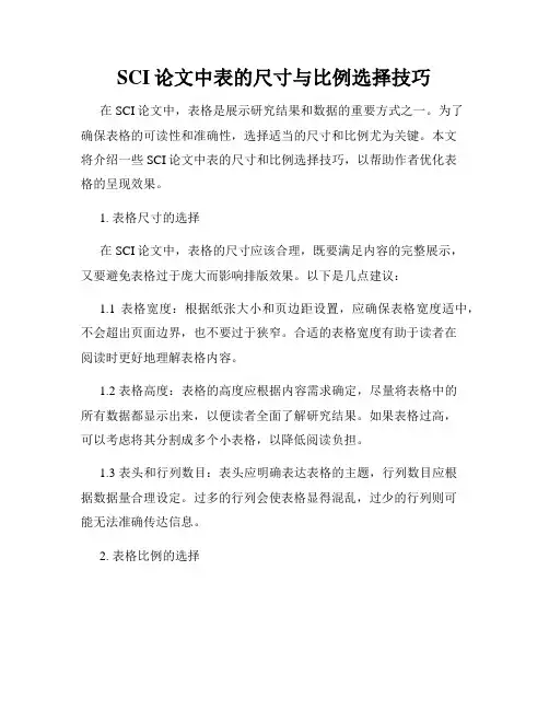 SCI论文中表的尺寸与比例选择技巧