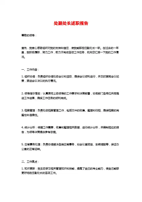 处副处长述职报告