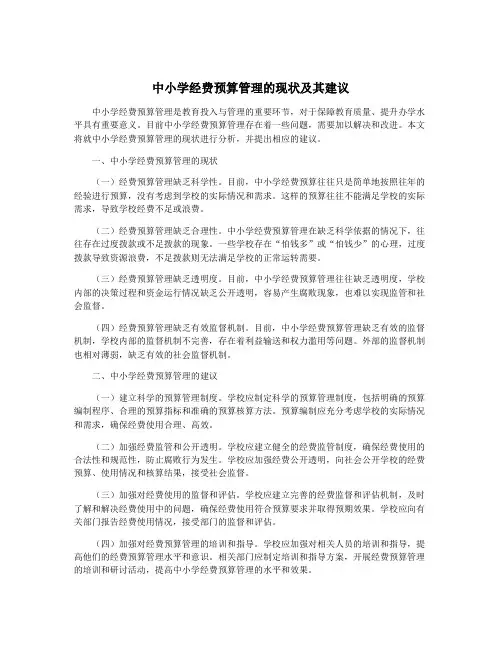 中小学经费预算管理的现状及其建议