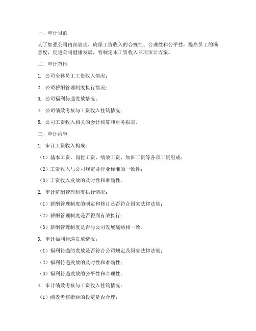 工资收入专项审计方案
