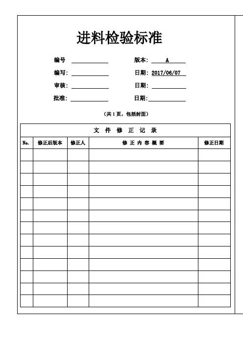 进料检验标准