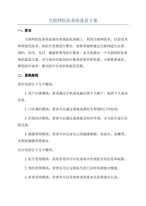 互联网医院系统建设方案