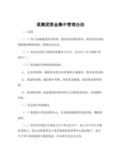 某集团资金集中管理办法