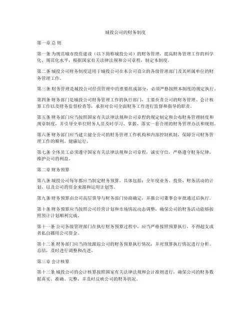 城投公司的财务制度