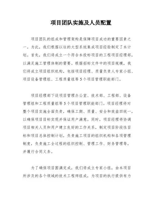 项目团队实施及人员配置