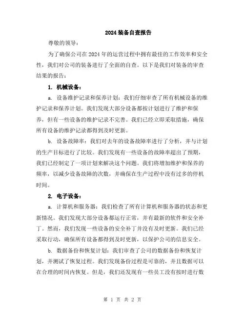 2024装备自查报告