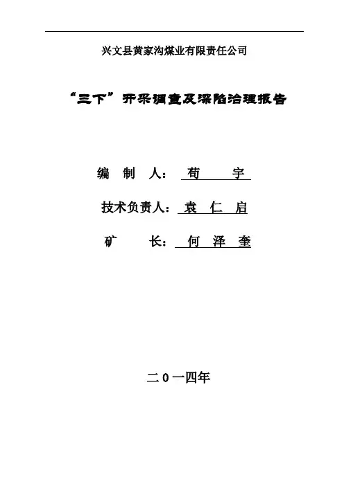 三下开采报告(黄家沟)