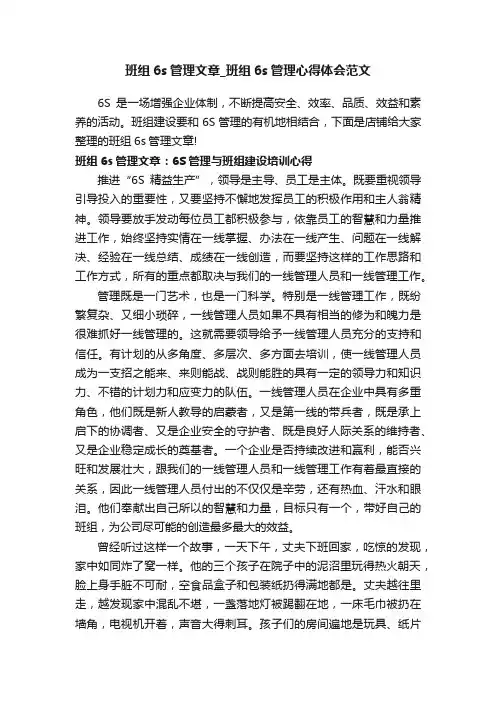 班组6s管理文章_班组6s管理心得体会范文