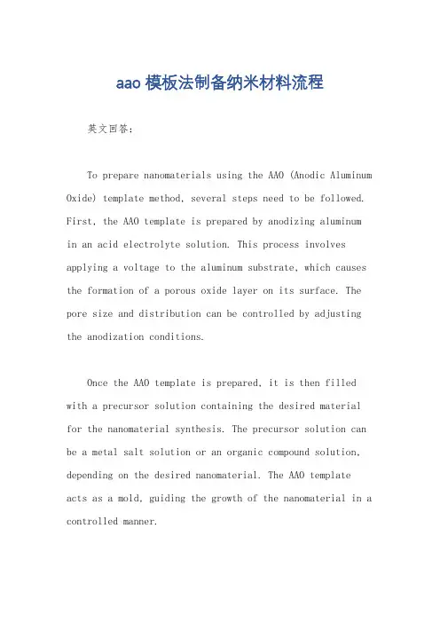 aao模板法制备纳米材料流程