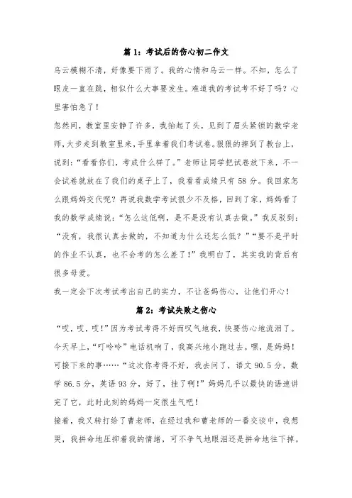 考试失利的悲伤作文