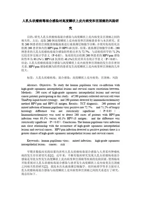人乳头状瘤病毒混合感染对高度鳞状上皮内病变和宫颈癌的风险研究