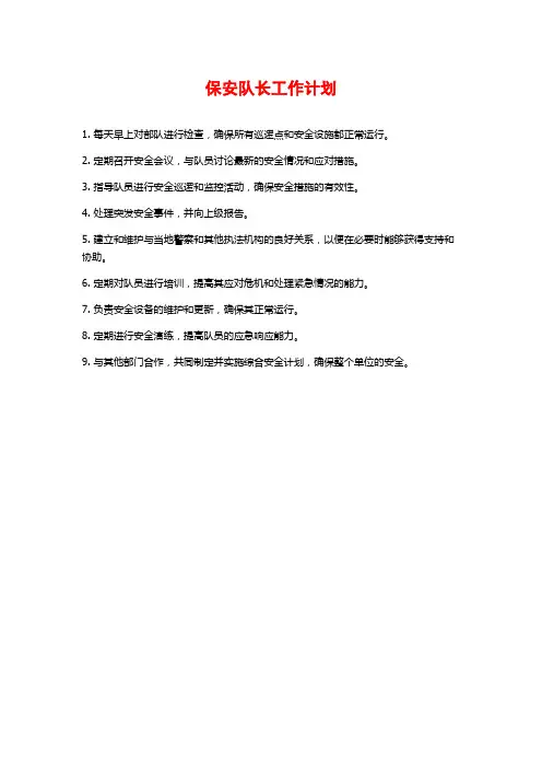 保安队长工作计划