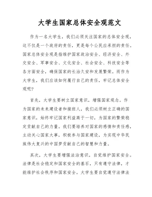 大学生国家总体安全观范文