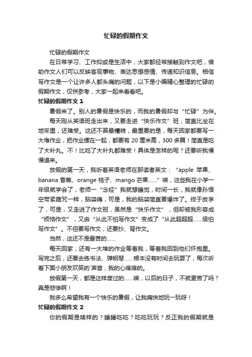 忙碌的假期作文