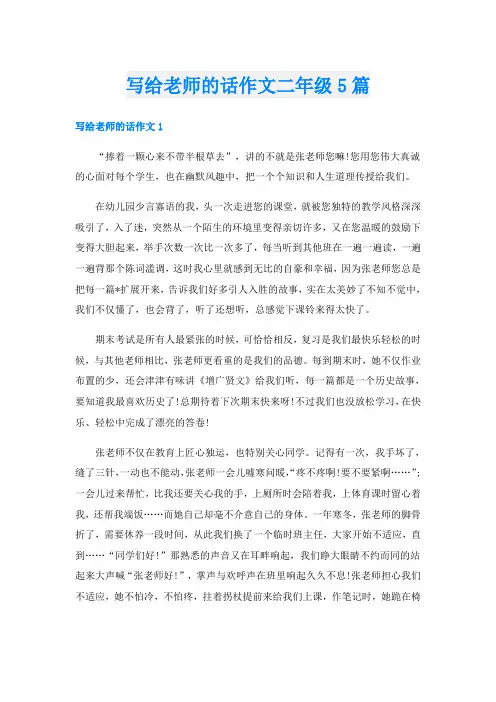 写给老师的话作文二年级5篇