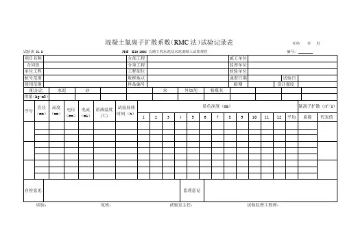 31-8 混凝土氯离子扩散系数(RMC法)试验记录表