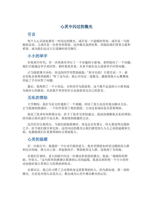 心灵中闪过的微光作文