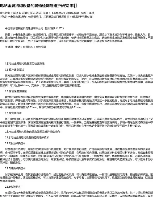 电站金属结构设备的腐蚀检测与维护研究李壮
