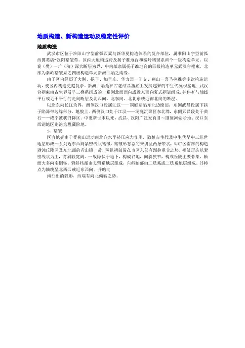 地质构造、新构造运动及稳定性评价