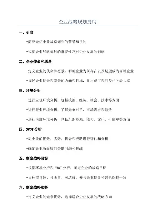 企业战略规划提纲