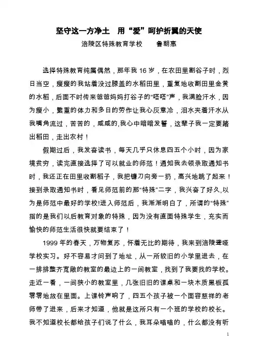 用“爱”呵护折翼的天使(特殊教育学校)