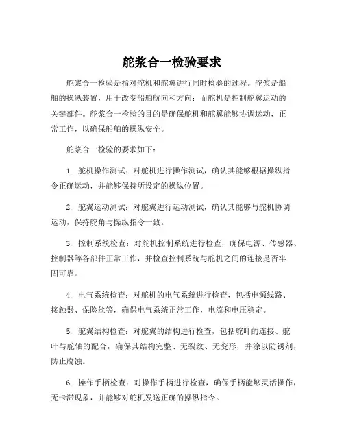 舵浆合一检验要求