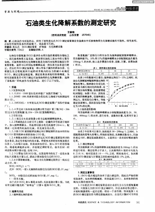 石油类生化降解系数的测定研究