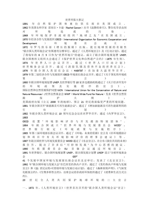世界环保大事记