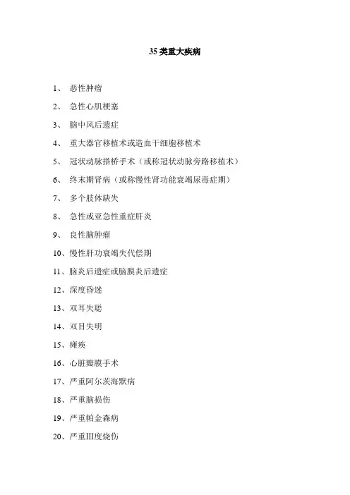 35类重大疾病