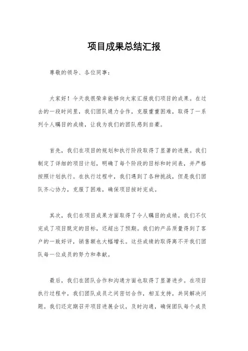 项目成果总结汇报
