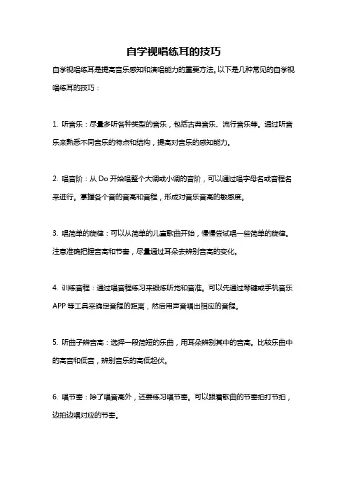 自学视唱练耳的技巧