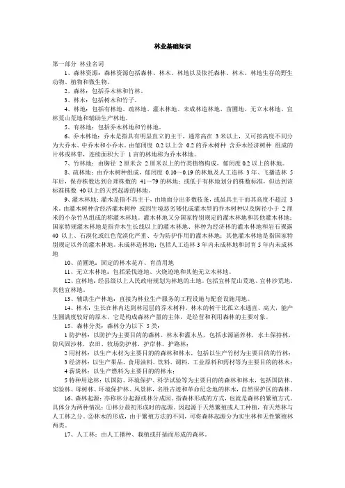 林业基础知识第一部分 林业名词1