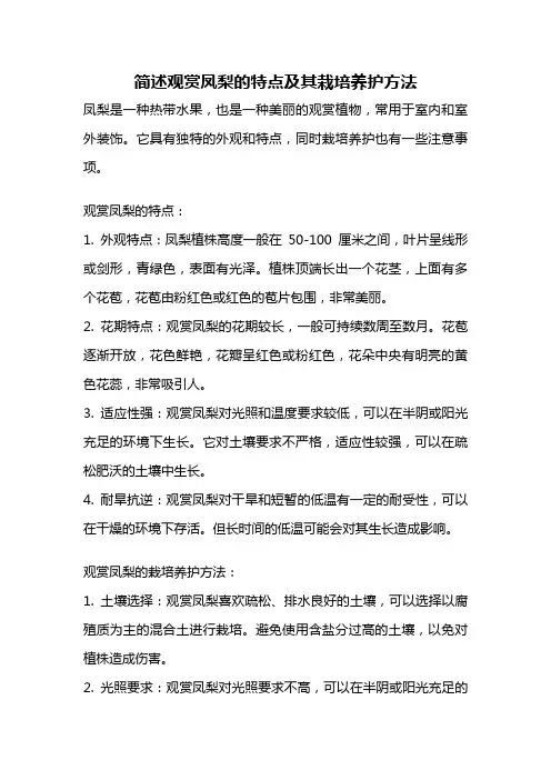 简述观赏凤梨的特点及其栽培养护方法