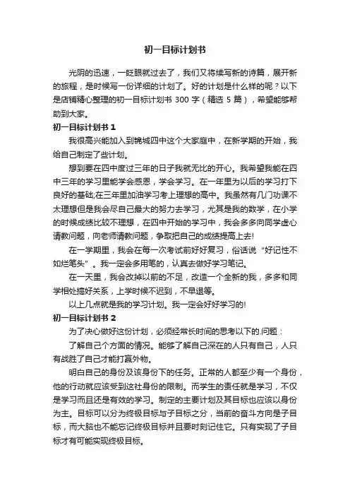 初一目标计划书