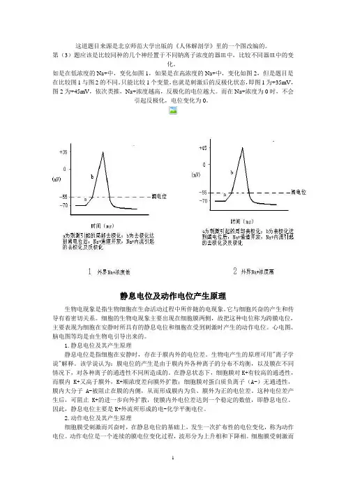 有关静息电位和动作电位的问题